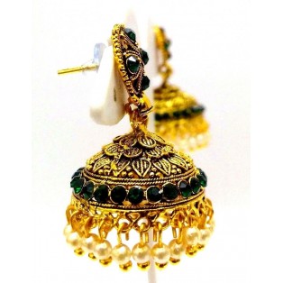 Golden Oxidized Earrings Jhumka Jhumki Jewelry Bollywood Drop Dangle Long E16